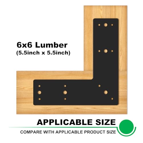 4pcs 10x10 L Post Timber Bracket for Wood 4x4 Black Mending Plate - size: L-10x10