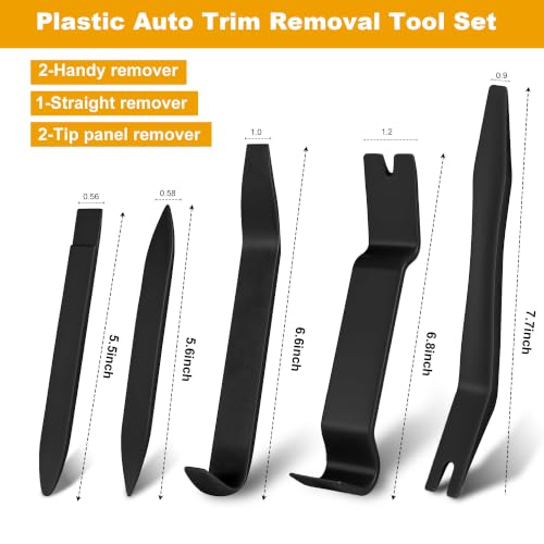 8Pcs Auto Trim Removal Tool Kit Non-Scratch Pry Tool Clip Pliers Black - color: black, size: 8 PCS