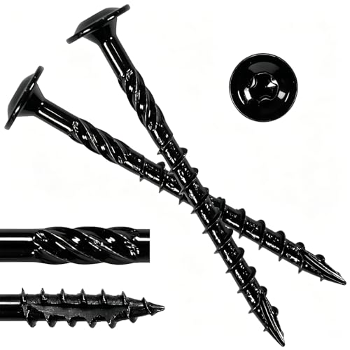 #14 x 3 Wood Structural Screws, Wood Screws, 200Pcs Lag Screws 3 Inch, Rust Resistant, Washer Head, Black Coated, Star Drive with Bit - size: #14 x 3"