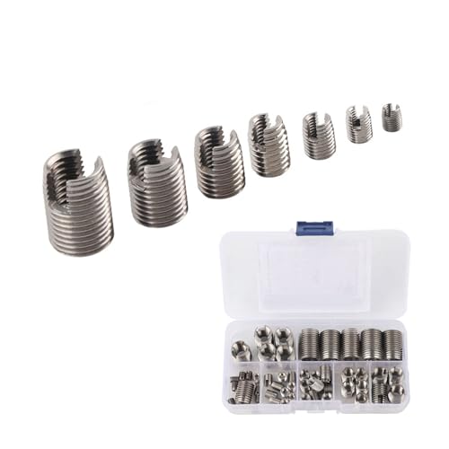 50 Pcs Threaded Inserts, Stainless Steel Inner Thread, self Tapping Insert Set with Storage Box, M3/M4/M5/M6/M8/M10/M12/M14/M16