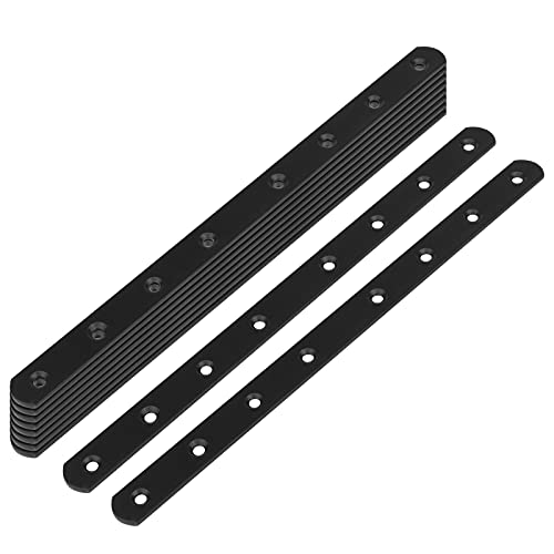 10 Pack 11-5/8" Black Flat Mending Plate, Long Metal Flat Brace Bracket