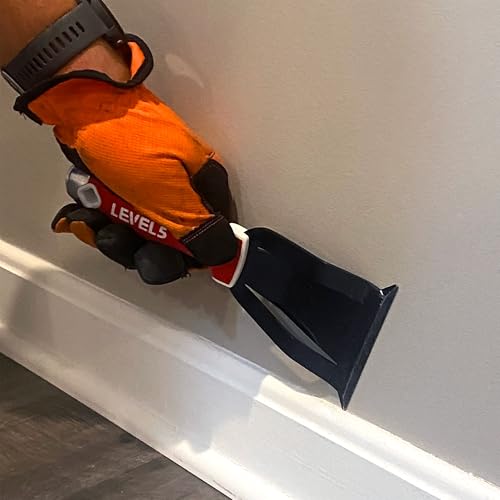 LEVEL5 4” Trim Puller & Multi-Tool | Baseboard and Trim Removal, Caulk Removal, Scraping, Pulling Brad Nails | Metal Hammer End & Soft-Grip Handle | 5-203