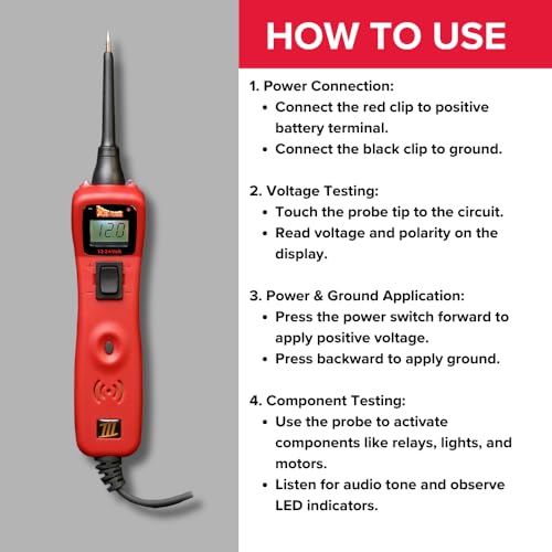 Power Probe 3 Circuit Tester Kit with Case & Accessories (PP319FTCRED) - color: Red