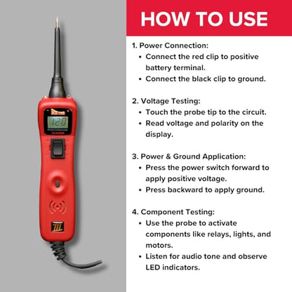 Power Probe 3 Circuit Tester Kit with Case & Accessories (PP319FTCRED) - color: Red