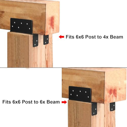 4 Pairs 6x6 Post to Beam Connector, Pergola Bracket Adjustable Post Cap - size: for 6X Nominal Lumber