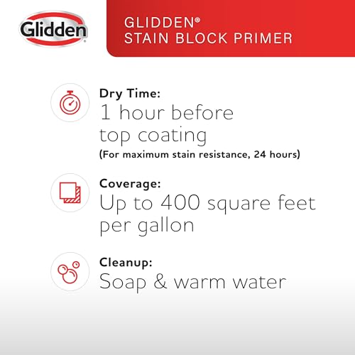 Glidden Glidden Interior/Exterior Stain Block Primer Flat, White, 1 Gallon