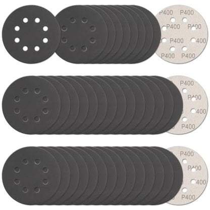 100Pcs 5 Inch Sanding Discs Hook & Loop 8-Hole Wet Dry Sandpaper 400 Grit - style: 100Pcs 400 Grit