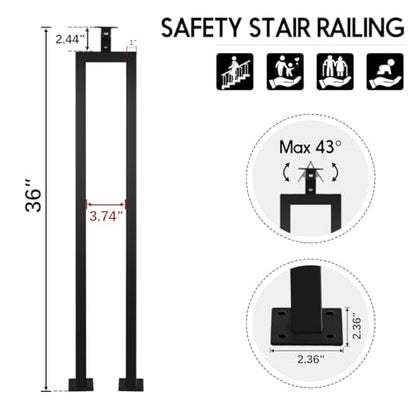 LukLoy 12 Pack U Shape 36" Stair Balusters with Adjustable Top Bracket - size: 36"