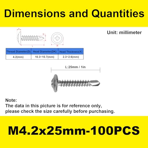 #8 x 1 Self Tapping Screws for Sheet Metal, 410 Steel Truss Head (100pcs) - color: 410 Stainless Steel Sliver, size: #8x1''-100Pcs