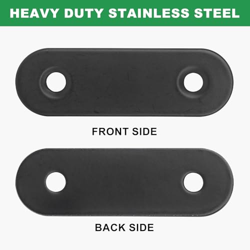 40 Pcs Straight Brace, 2” x 0.6” Flat Brace, Stainless Steel Straight Bracket, Mending Joining Plates for Bed Frame,Board,Wood,Shelves & Furniture, Matte Black (40)
