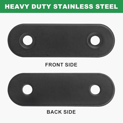 40 Pcs Straight Brace, 2” x 0.6” Flat Brace, Stainless Steel Straight Bracket, Mending Joining Plates for Bed Frame,Board,Wood,Shelves & Furniture, Matte Black (40)