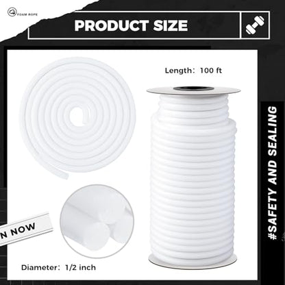 MotiMind Foam Backer Rod for Gap, 1/2 Inch X 100 ft, White, 1 Roll - color: White, size: 1/2 Inch X 100 ft
