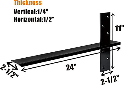 （2-Pack） Free Hanging T Shelf Bracket, Solid Heavy Duty Steel Knee Wall Hidden Granite Countertop Support Floating Bracket Hardware, Universal ,24 Inch , DIY Projects , Screws Included - size: 24