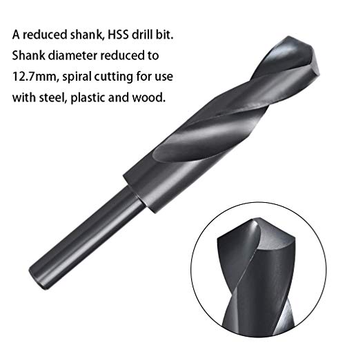 22mm(55/64-Inch) Reduced Shank Drill Bit, 1/2” Shank High Speed Steel Twist Drill Bit HSS-9341 for Aluminum Plate Copper Wood Stainless Steel - size: 22mm