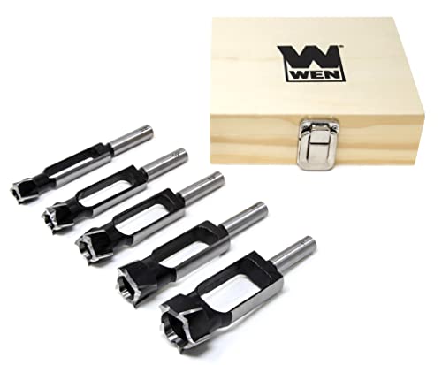 WEN DB051T 5-Piece Tenon and Deep Plug Cutter Drill Bit Set with Carrying Case - style: Tenon Bit Set