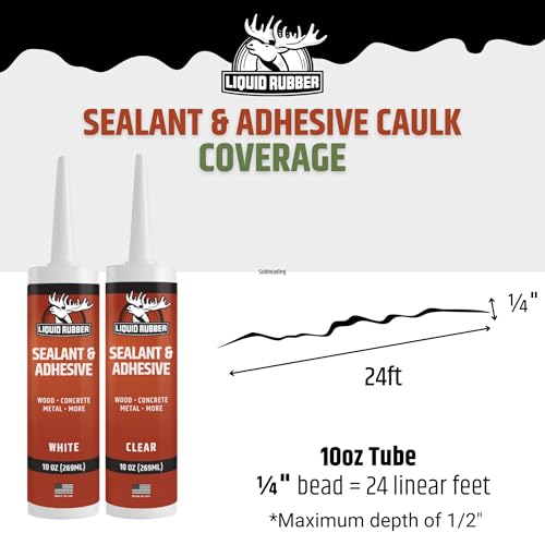 Liquid Rubber Waterproof Sealant & Adhesive Caulk, White, 10.2 oz, 1 Pack - color: White, size: 1 Pack