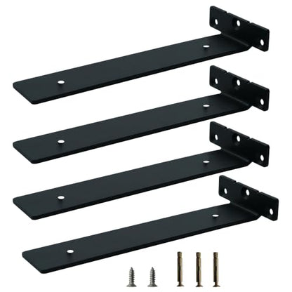 4 Pack Black Floating Shelf Brackets 10 Inch Heavy Duty Wall Shelf Support - size: 4 Pack