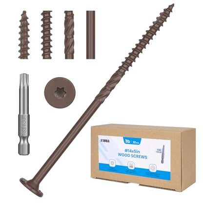 #14 * 5 Heavy-Duty Wood Screws（22Pcs/1LB, Star Drive Structural Wood Screw, Rust Resistant Timber Screws for Timber/Log/Landscaping Wood,Brown - color: 1 LB, size: #14 x 5"