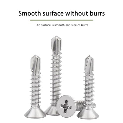 #10 x 1 Sheet Metal Screws, Self Drilling, Phillips Flat Head, Zinc Plated Stainless Steel 410, Self Tapping Tek Wood Screws, #10 x 1-Inch, 50 Pcs - size: #10 x 1"
