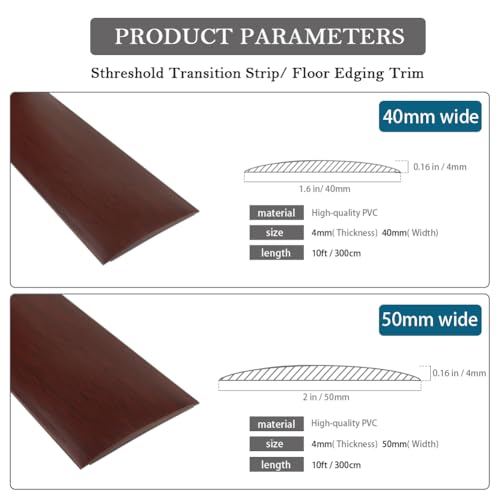 LSGCQ Vinyl Floor Transition Strip Self Adhesive 1.57" Wide, Wood Grain - color: Red Oak, size: 4cm, 10FT