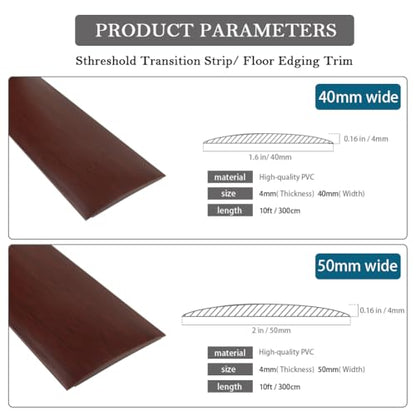 LSGCQ Vinyl Floor Transition Strip Self Adhesive 1.57" Wide, Wood Grain - color: Red Oak, size: 4cm, 10FT