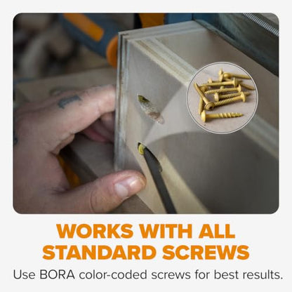 BORA Automatic Pocket Hole Jig Kit & 50 Screws Drill Guide for Woodworking - size: Automatic Jig