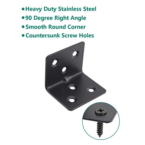 Heavy Duty Stainless Steel Corner Bracket,ULIFESTAR L Shaped Shelf Bracket 90 Degree Corner Brace Large Joint Right Angle L Bracket for Furniture Wood Cabinets Shelves 8 Pack Black(38x30x30mm) - size: 38*30*30mm 6 Screw Holes