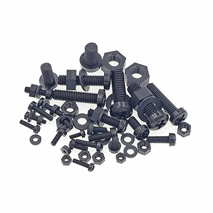 750PCS M2-M6 Black Nylon Phillips Pan Head Screws Nuts Washers Kit - size: M2, M2.5, M3, M4, M5, M6
