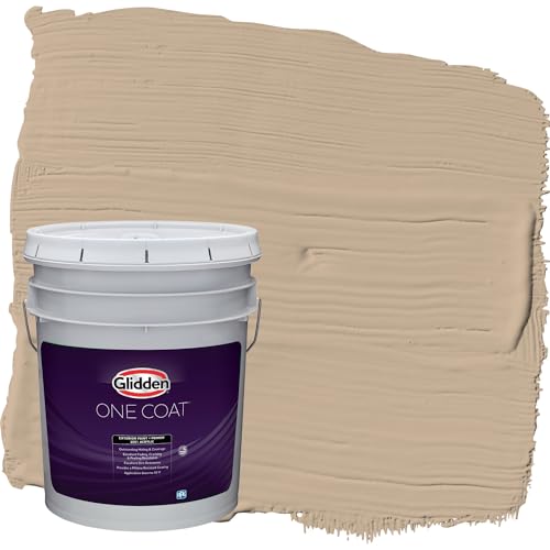 Glidden One Coat 5 gal. Persuasion/Beige Flat Exterior Paint with Primer - color: Persuasion, size: 640 Fl Oz (Pack of 1)