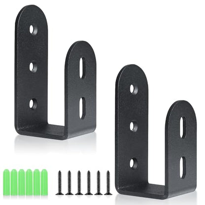 2 Pack Heavy Duty Door Barricade Brackets for 2x4 Lumber, Black