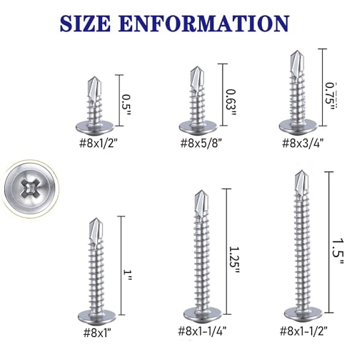 Silvery #8x1 Phillips Head 410 Stainless Self-Drilling Screws 100 pcs - color: SILVER, size: #8x1"