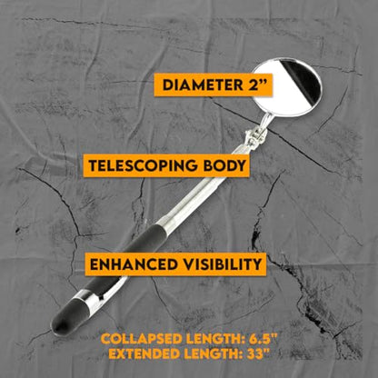 SE Telescoping 2" Round Inspection Mirror - 8014TM