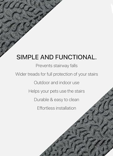 FINEHOUS Outdoor Stair Treads Non-Slip 35”x10” (6-Pack) – Carpet Treads with Rubber Backing Floral Grey - size: 35" X 10"