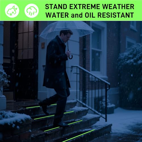 LifeGrip Anti Slip Traction Treads 6"x24" 10-Pack Glow in Dark Green Stripe - color: Glow, size: 6" x 24"