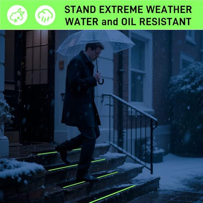 LifeGrip Anti Slip Traction Treads 6"x24" 10-Pack Glow in Dark Green Stripe - color: Glow, size: 6" x 24"