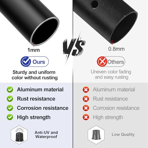 BLIKA 100 Pack 26" Aluminum Deck Balusters with Connectors/Screws, 3/4" OD Hollow Round Aluminum Balusters for Deck Railing, Black Metal Deck Balusters Staircase Spindles - size: Round-26"
