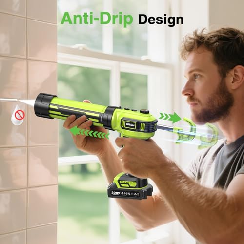 Taskstar Electric Caulking Gun with 2 x 2.0Ah Batteries, Upgraded Brushless - size: Brushless Motor +2 Batteries