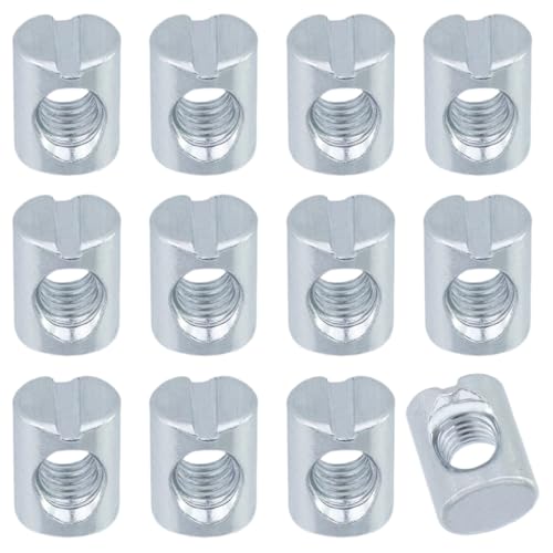 Wealrit M6 x 13mm Slotted Barrel Nuts Cross Dowel Nut 12 PCS -Silver - color: Silver