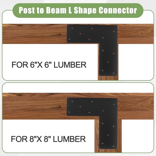 4 Pcs 12"x 5" L Shape Flat Brackets|Thickness 0.12" Mending Plates| - size: 6"x 6"