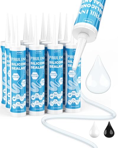 PAULINN Clear Silicone Caulk (Clear, 12 Packs) - color: Clear, size: 12 Packs