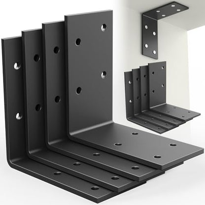 3"x3"x1.5" Steel Angle Bracket, 90 Degree L Corner Brace - size: （8PCS） Black