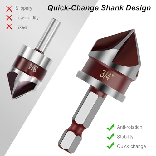 Countersink Drill Bit, 5PCS HSS Hex Shank Countersink Drill Bit Set - style: Wood Countersink