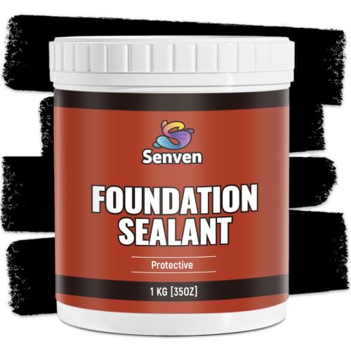 SENVEN Foundation Sealant, 35oz Rubber Silicone Waterproof Sealant Basement and Foundation Sealant, Black, Waterproof Concrete Sealer & Crack Filler - Flexible Waterproof Coating Indoor Outdoor