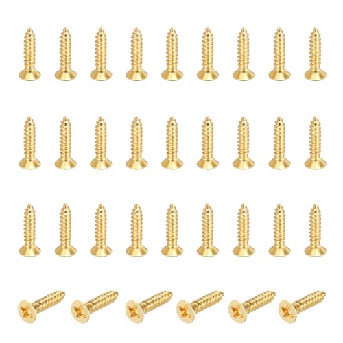MECCANIXITY 36 Pcs Brass Screws, M3 x 12mm Solid Phillips Flat Head Self-Tapping Wood Screw Fasteners for Woodworking Furniture Repair Photo Frame Drywall Home Appliances - size: M3 x 12mm