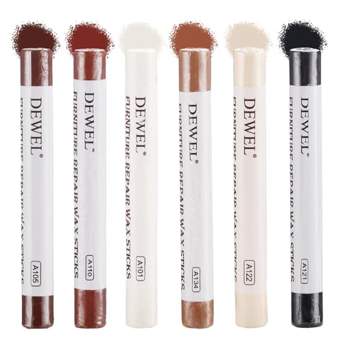 DEWEL Furniture Repair Crayon, 6 Colors Wood Filler Sticks, Wood Scratch Repair Wax for Filling Scratches, Cracks, Holes, Dents, Scuffs, Dings - A Simple and Convenient Wooden Repair Solution - color: 6 Colors Wax Sticks
