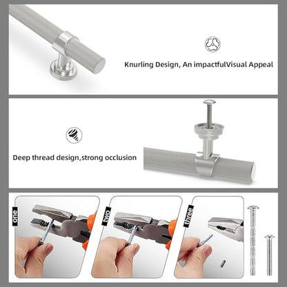 10 Pack 3-3/4 Inch Cabinet Pulls knurled Brushed Satin Nickel Kitchen Cabinet Handles Aluminum and Zinc Alloy Drawer Pulls Solid Cabinet Hardware - color: Brushed Satin Nickel, size: 3-3/4'' Hole Center(96mm)