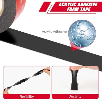 3M Double Sided Tape Heavy Duty 2" x 15.4 Ft, Mounting Tape - color: Black, size: 2" x 15.4Ft
