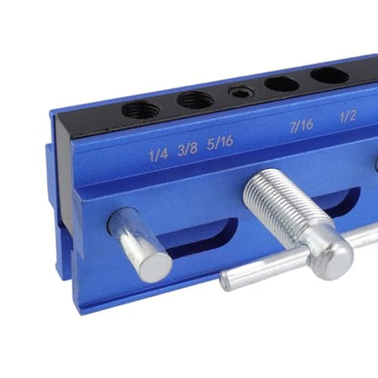 4.72 Inch Self Centering Doweling Jig Kit, Drill Jig for Straight Holes Biscuit Joiner Set With 4 Drill Guide Bushings, Adjustable Width Drilling Guide Power Tool Accessory Jigs(Blue)