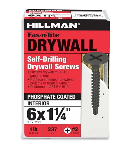 Hillman Drywall Screws, #6 x 1-1/4in, 237 Pack, Black