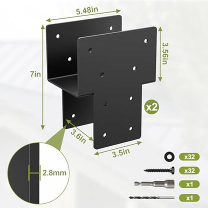 4x4 Post Caps Tie Brackets, 2Pcs Heavy Duty Connector Pergola Brackets - size: 4x4 2pcs